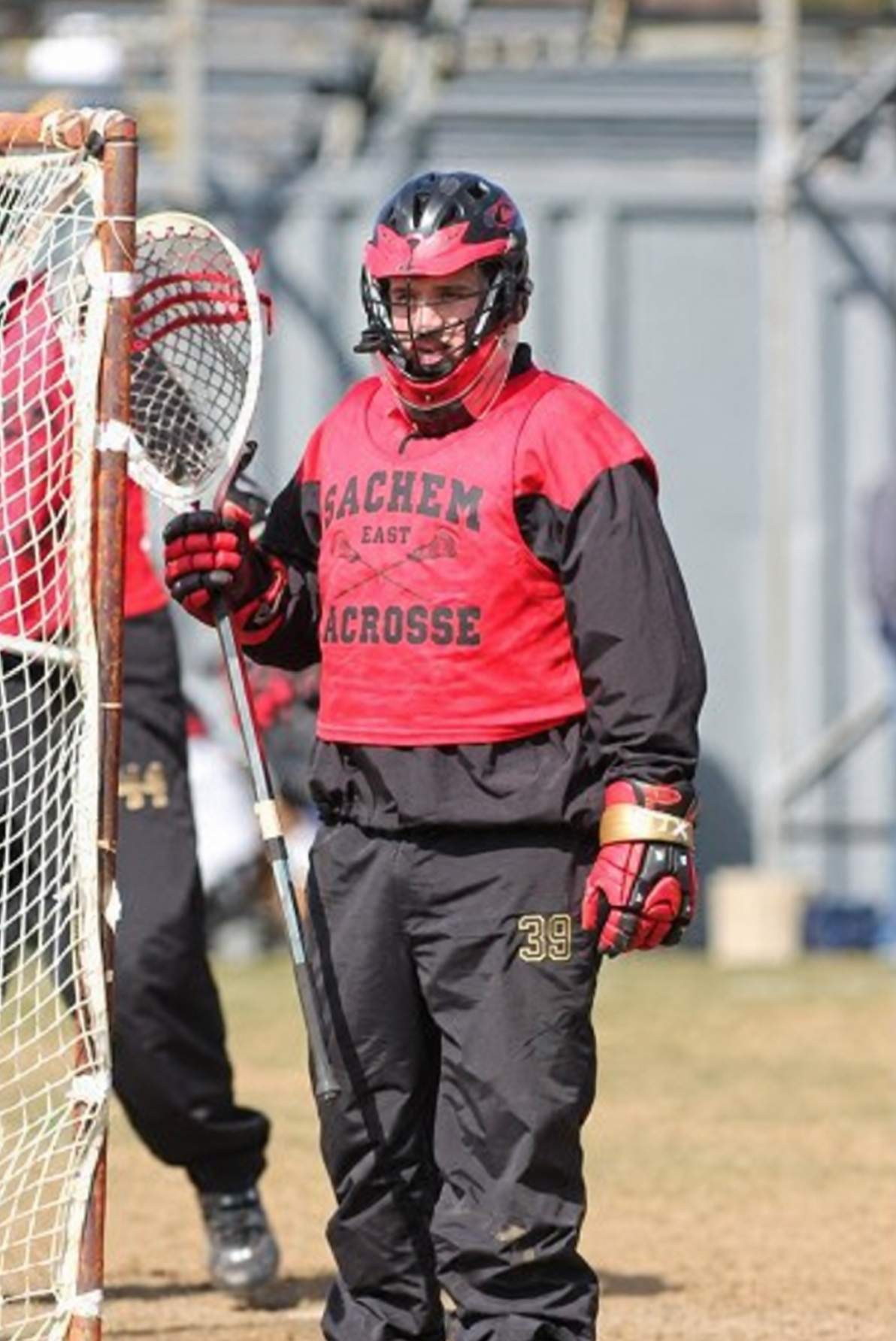 Brett Fink playing goalie at Sachem East